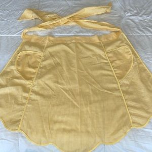 Vintage handmade yellow and white gingham apron